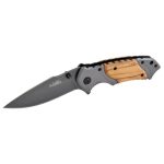 Navaja de bloqueo, gris con mango tipo madera