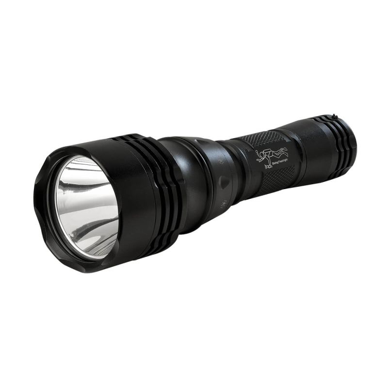 Linterna de luz LED ultrabrillante, ideal para buceo, negro