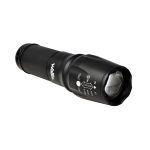Linterna de luz LED recargable con zoom, negro
