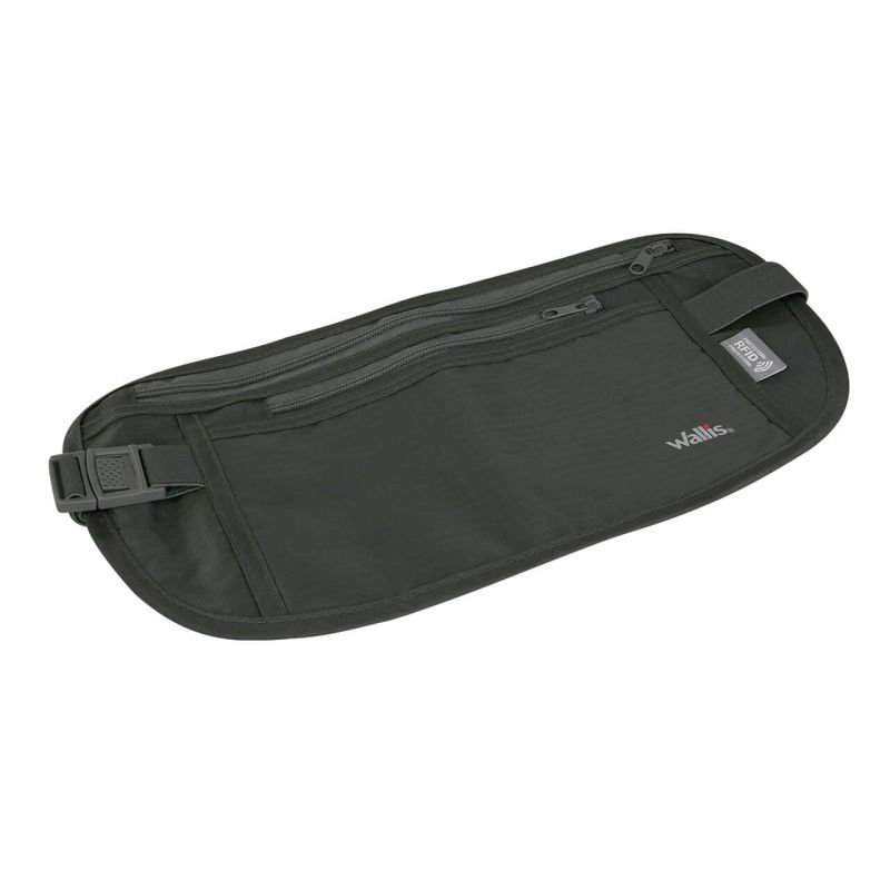 Cartera de seguridad con correa para cintura, protección RFID, negro