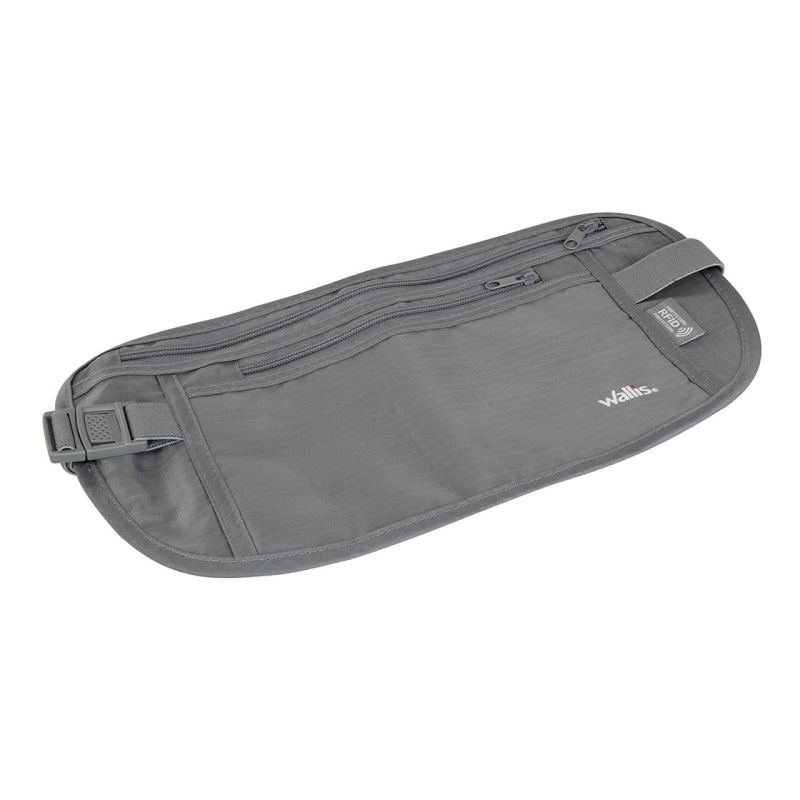 Cartera de seguridad con correa para cintura, protección RFID, gris