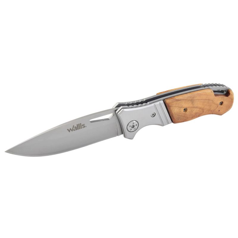 Navaja de bloqueo acero con tipo madera