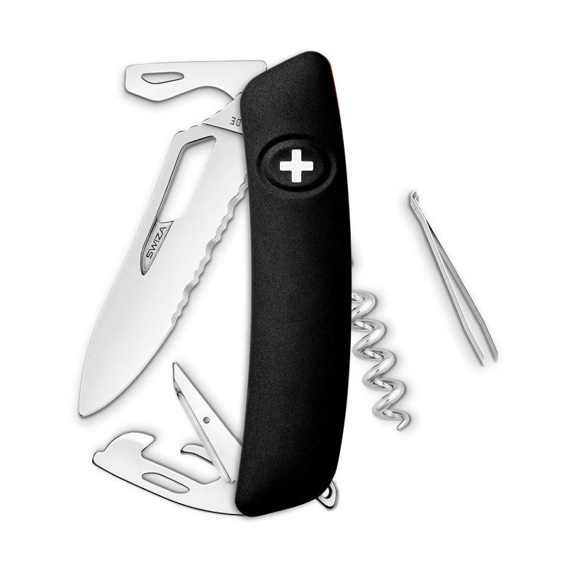 Navaja POLISHED Single Hand Wavy Edge SH03 TR, 12 funciones, negro