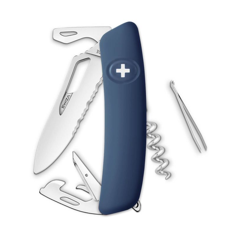 Navaja POLISHED Single Hand Wavy Edge SH03 TR, 12 funciones, azul oscuro