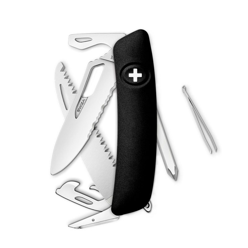 Navaja POLISHED Single Hand SH06 TR Wavy Edge, 13 funciones, negro