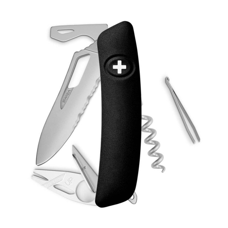 Navaja ALLMATT Single Hand SH03 TR-TT Wavy Edge, 12 funciones, negro