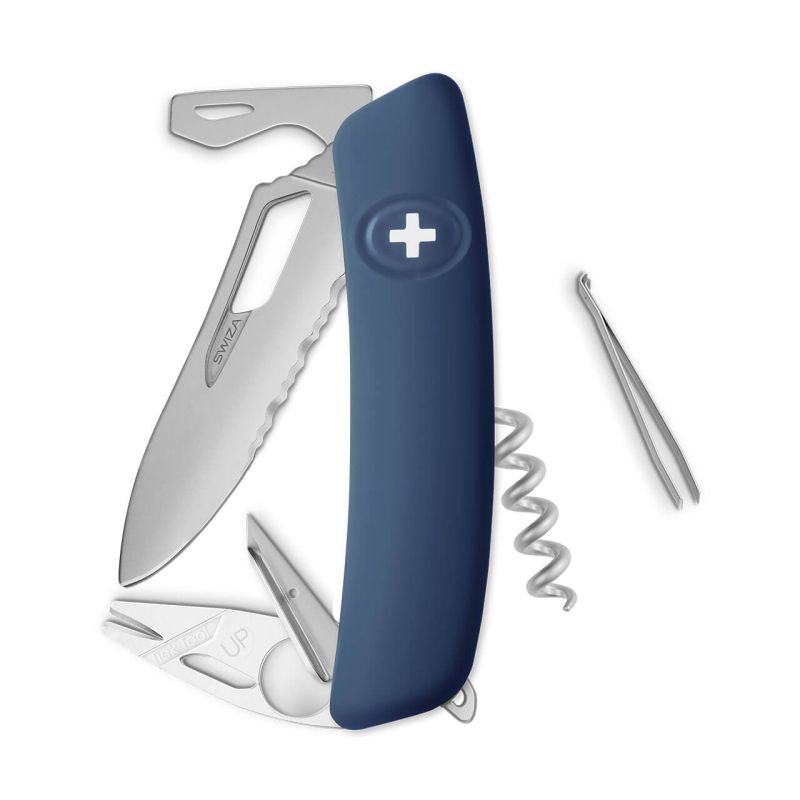 Navaja ALLMATT Single Hand Wavy Edge SH03 TR-TT, 12 funciones, azul oscuro