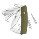 Navaja POLISHED Single Hand SH09 TR-HTT, Wavy Edge, 14 funciones, olivo