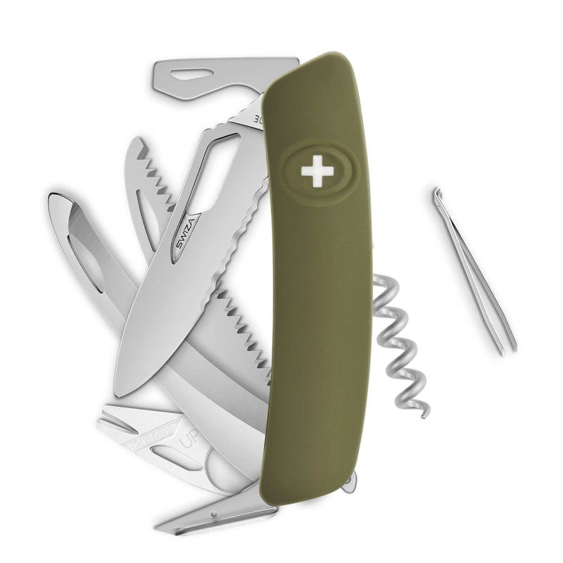 Navaja ALLMATT Single Hand SH09TR-HUTT, 14 funciones, olivo